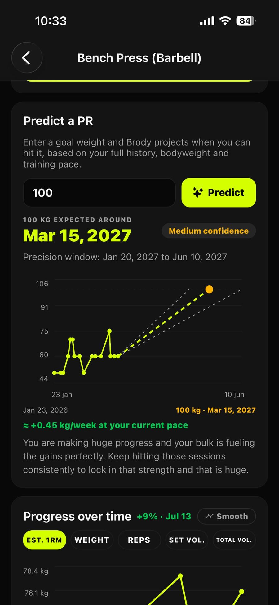 Goal-date predictor with projection chart