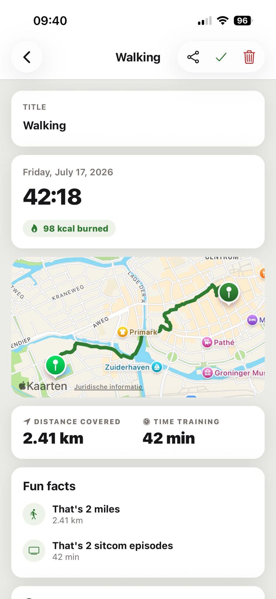 GPS route map of a logged run in Rep N Prep